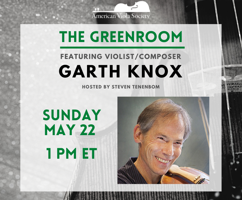 May AVS Greenroom featuring Garth Knox