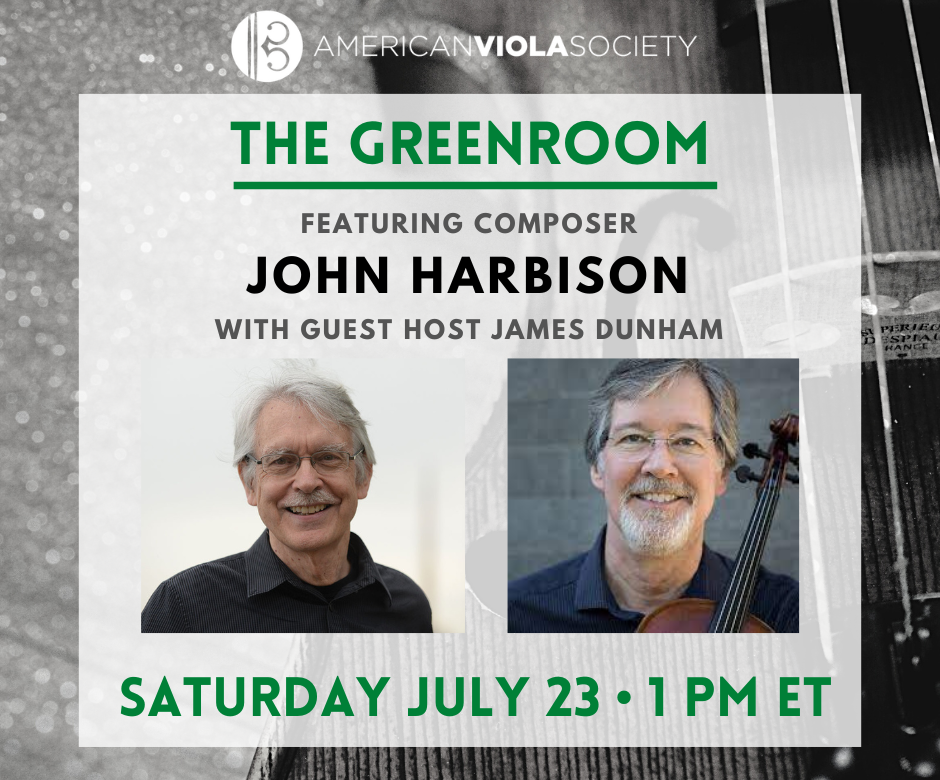 AVS Greenroom with John Harbison, with guest host James Dunham