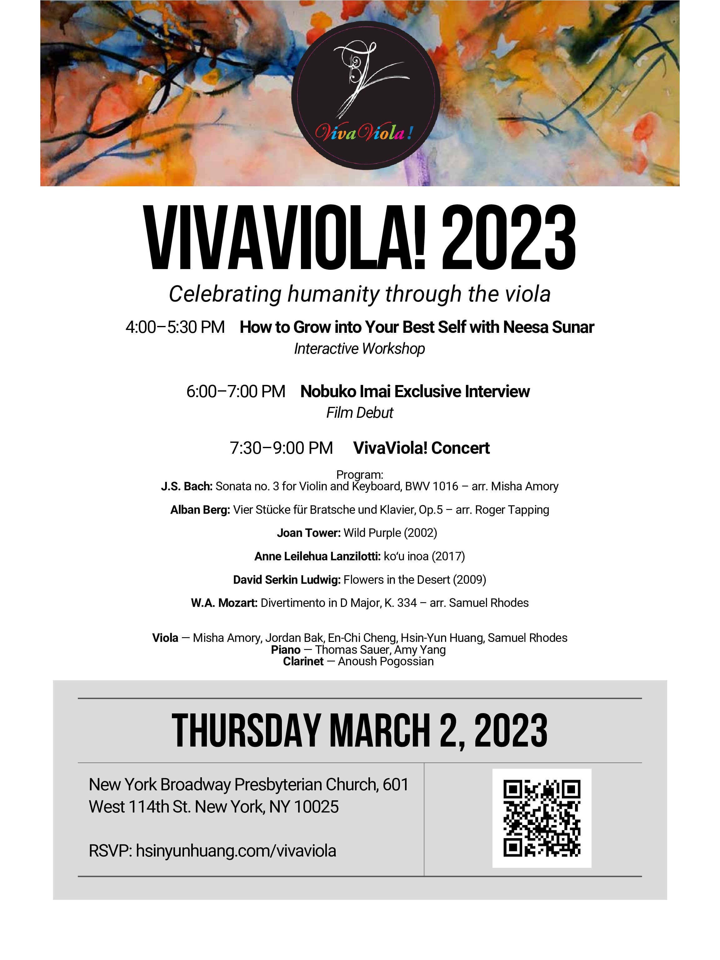 An invitation to 2023 VivaViola! – March 2, 2023